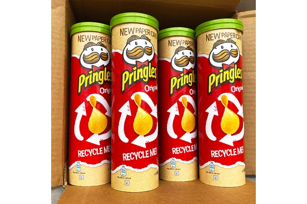 Image Kellogg’s Pringles new recyclable chip tube packaging.